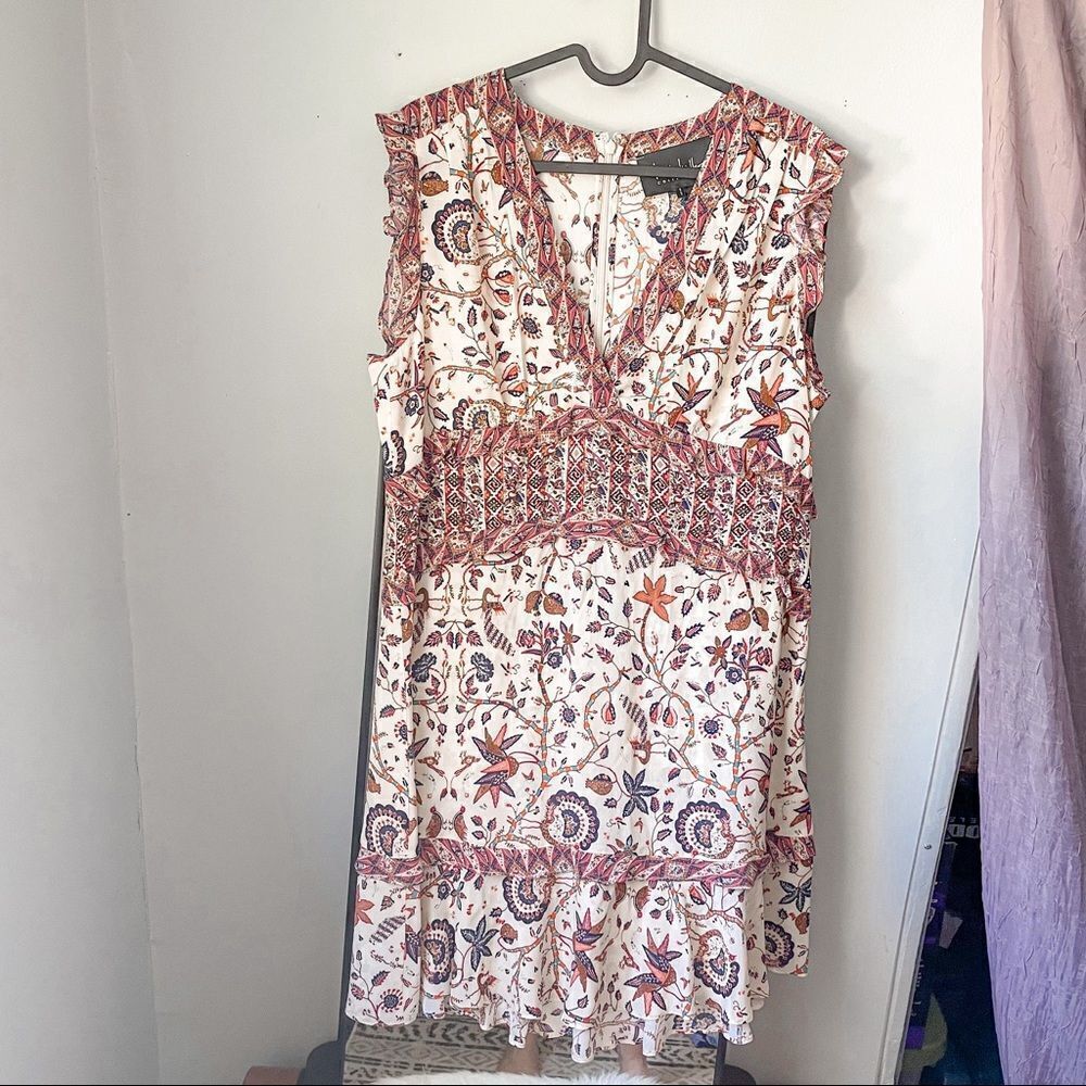 Nicole Miller Collection Silk Blend Mini Dress Multi Print - Picture 7 of 8